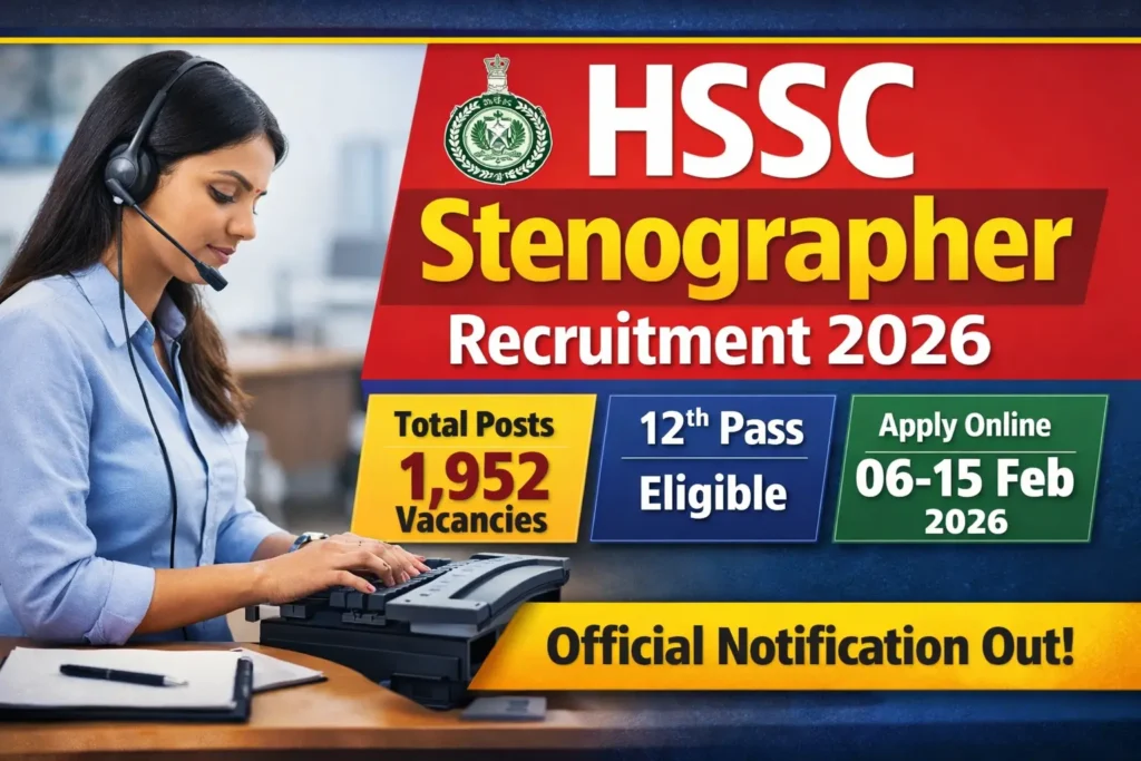 Haryana Staff Selection Commission (HSSC) – Stenographer Recruitment 2026 1 Haryana Staff Selection Commission (HSSC) – Stenographer Recruitment 2026