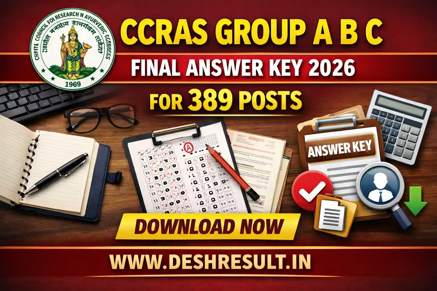 CCRAS Group A B C Final Answer Key 2026 for 389 Post