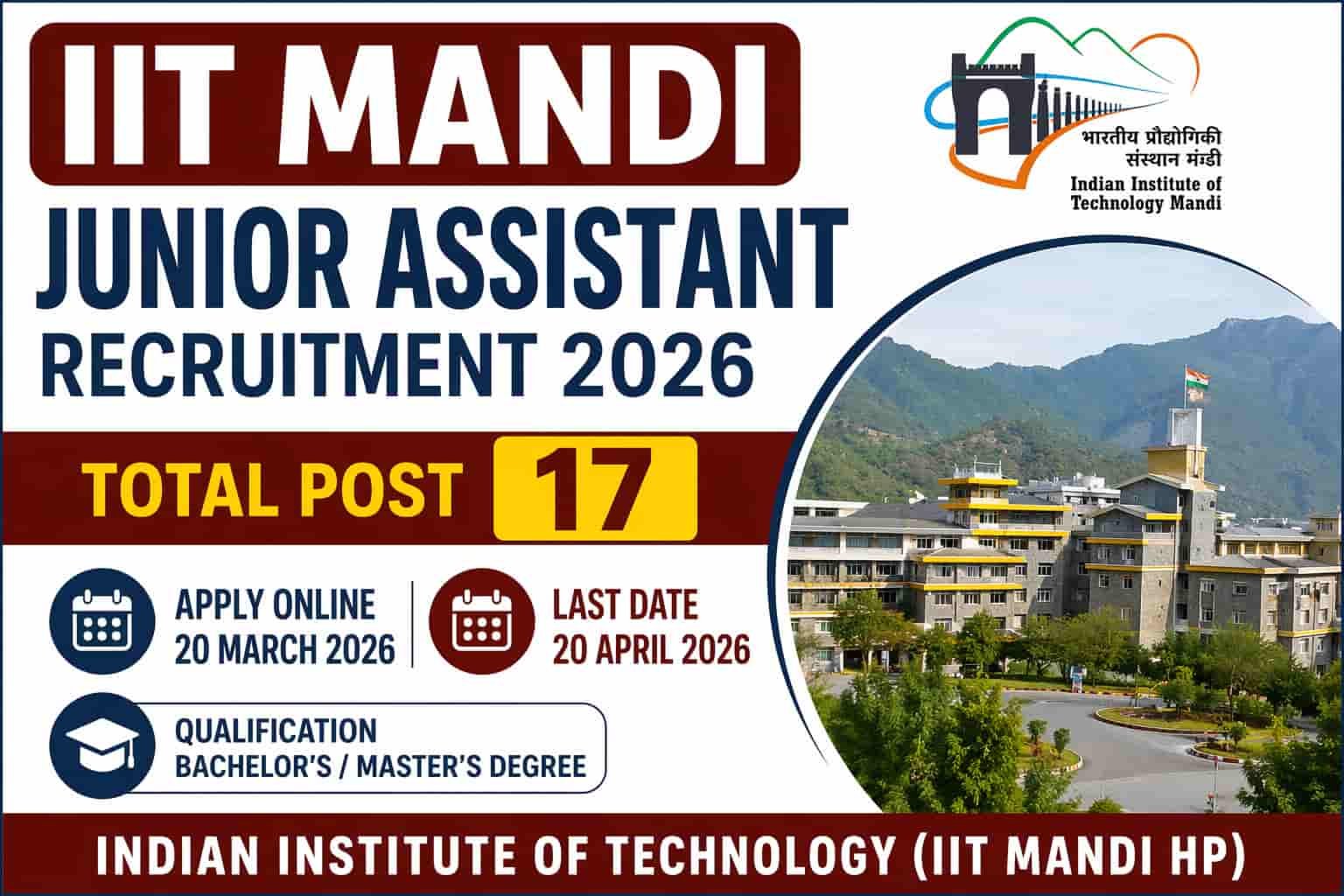 IIT Mandi Junior Assistant Online Form 2026