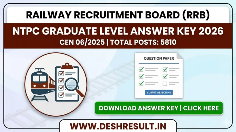 Railway RRB NTPC Graduate Level Answer Key 2026